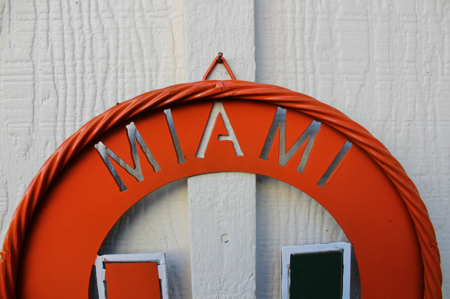 12" MIAMI HURRICANES DISC STYLE CUSTOM METAL VINTAGE CRAFT SIGN HANDMADE