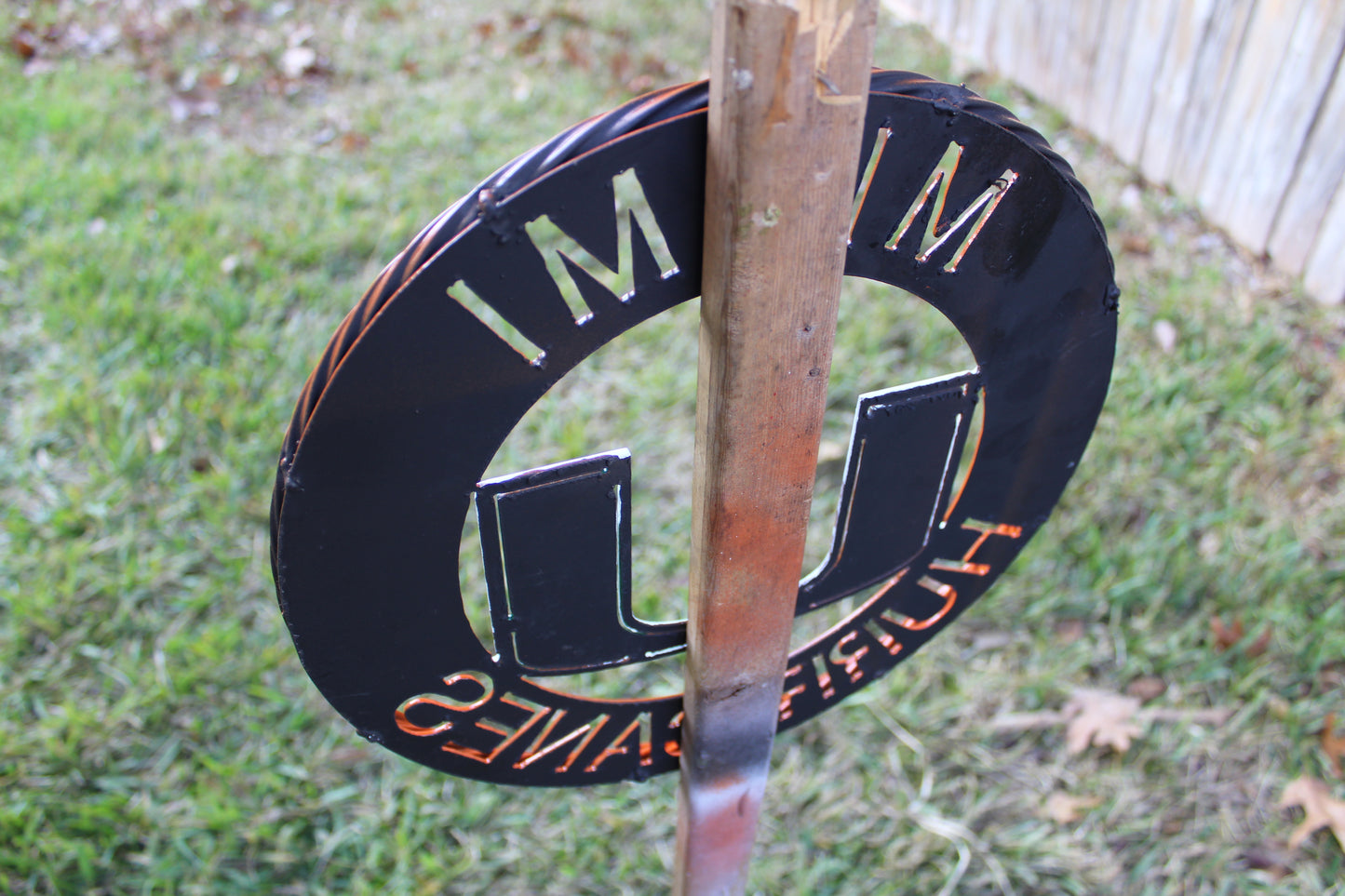 12" MIAMI HURRICANES DISC STYLE CUSTOM METAL VINTAGE CRAFT SIGN HANDMADE