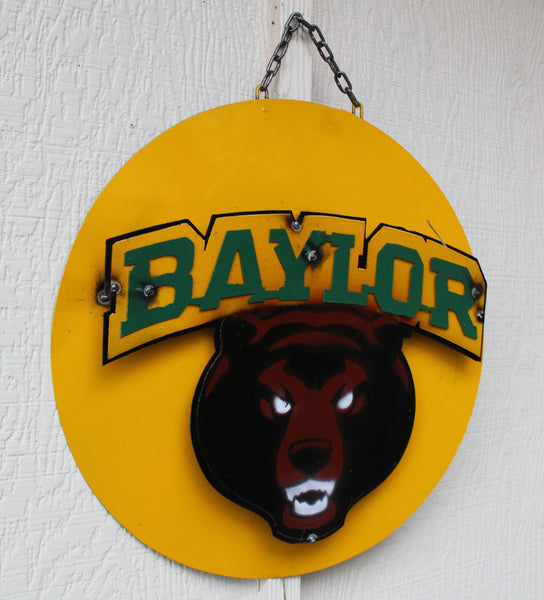 15" BAYLOR BEARS DISC CUSTOM METAL VINTAGE CRAFT SIGN TEAM ART WESTERN HOME DECOR HANDMADE
