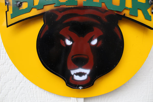 15" BAYLOR BEARS DISC CUSTOM METAL VINTAGE CRAFT SIGN TEAM ART WESTERN HOME DECOR HANDMADE