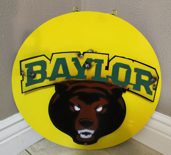 15" BAYLOR BEARS DISC CUSTOM METAL VINTAGE CRAFT SIGN TEAM ART WESTERN HOME DECOR HANDMADE