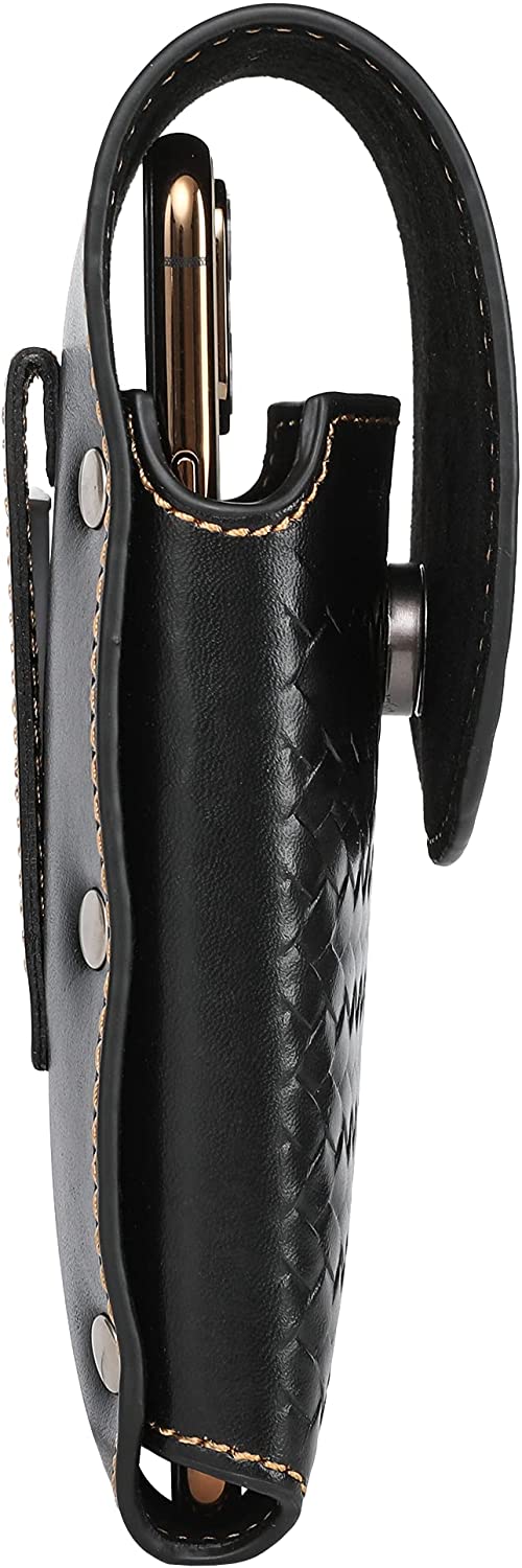 7" LONE STAR BLACK LEATHER STAR POUCH EXTRA LARGE  BELT LOOP HOLSTER CELL PHONE CASE UNIVERSAL OVERSIZE--FREE SHIPPING