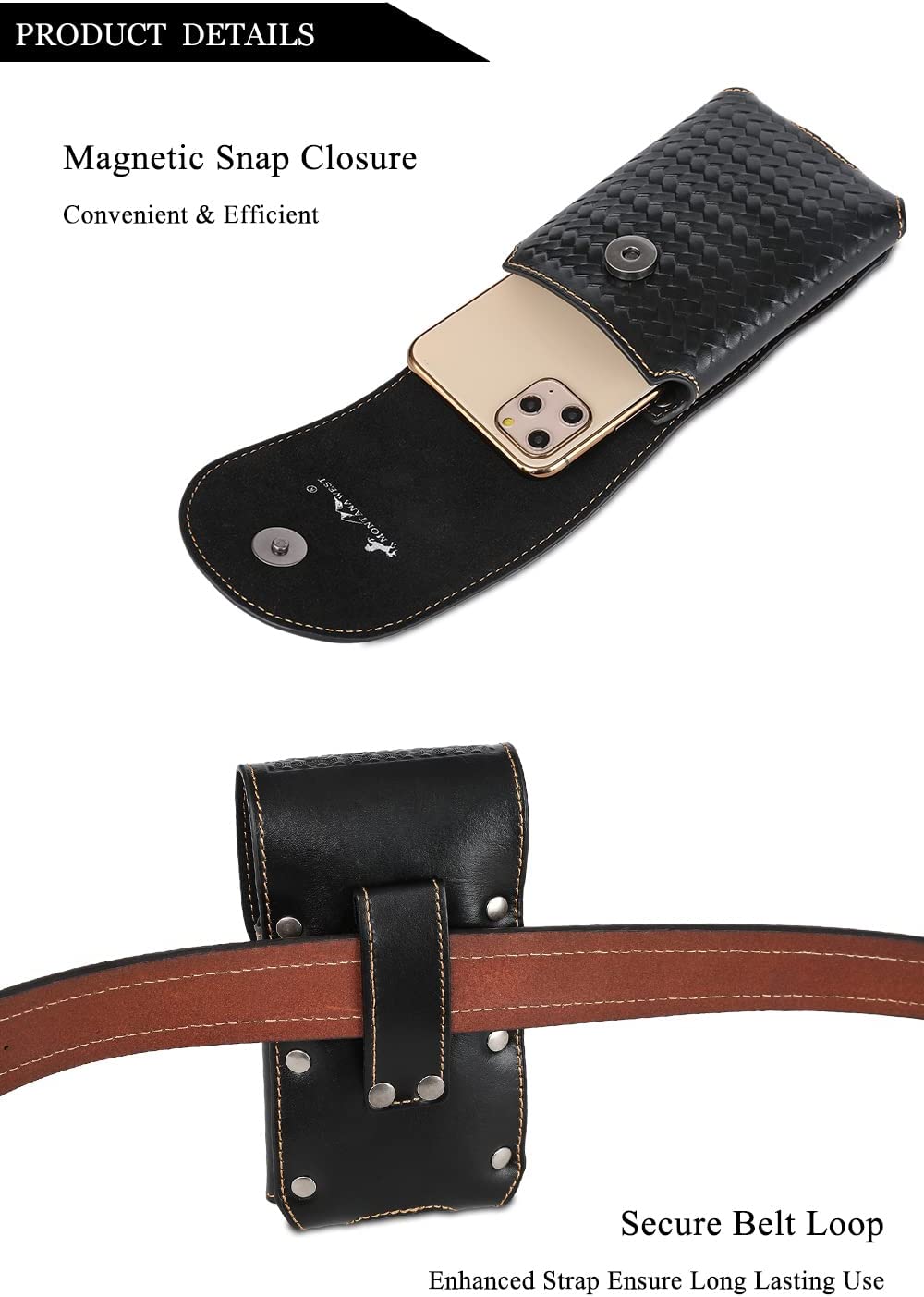 7" LONE STAR BLACK LEATHER STAR POUCH EXTRA LARGE  BELT LOOP HOLSTER CELL PHONE CASE UNIVERSAL OVERSIZE--FREE SHIPPING