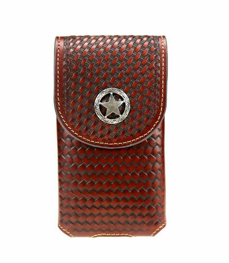 7" LONESTAR BROWN LEATHER POUCH EXTRA LARGE  BELT LOOP HOLSTER CELL PHONE CASE UNIVERSAL OVERSIZE #EH12701--FREE SHIPPING
