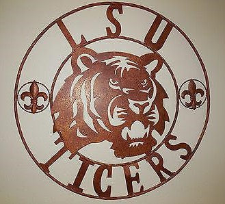 LSU TIGERS METAL CUSTOM VINTAGE CRAFT ART SIGN  WESTERN HOME DECOR 12,18",24",32",36"