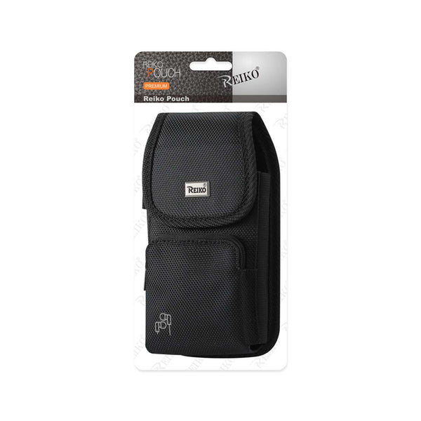 PH15B-BK 7" REIKO XL EXTRA LARGE VERTICAL RUGGED POUCH WITH ZIPPER POCKET VELCO CLOSURE  &  BELT LOOP HOLSTER CELL PHONE CASE UNIVERSAL OVERSIZE -- FREE SHIPPING