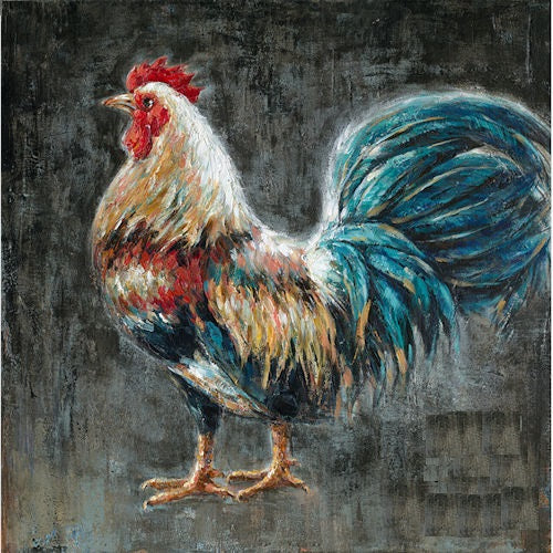 RA0118 32"x32" ROOSTER CANVAS PAINTING PICTURE WESTERN COUNTRY HOME DECOR HANDMADE CRAFT WALL ART NEW 32" x 32", Item#RA0118