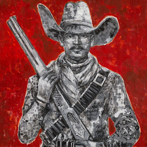 RA0397 40"x40" COWBOY RED CANVAS PAINTING PICTURE WESTERN COUNTRY HOME DECOR HANDMADE