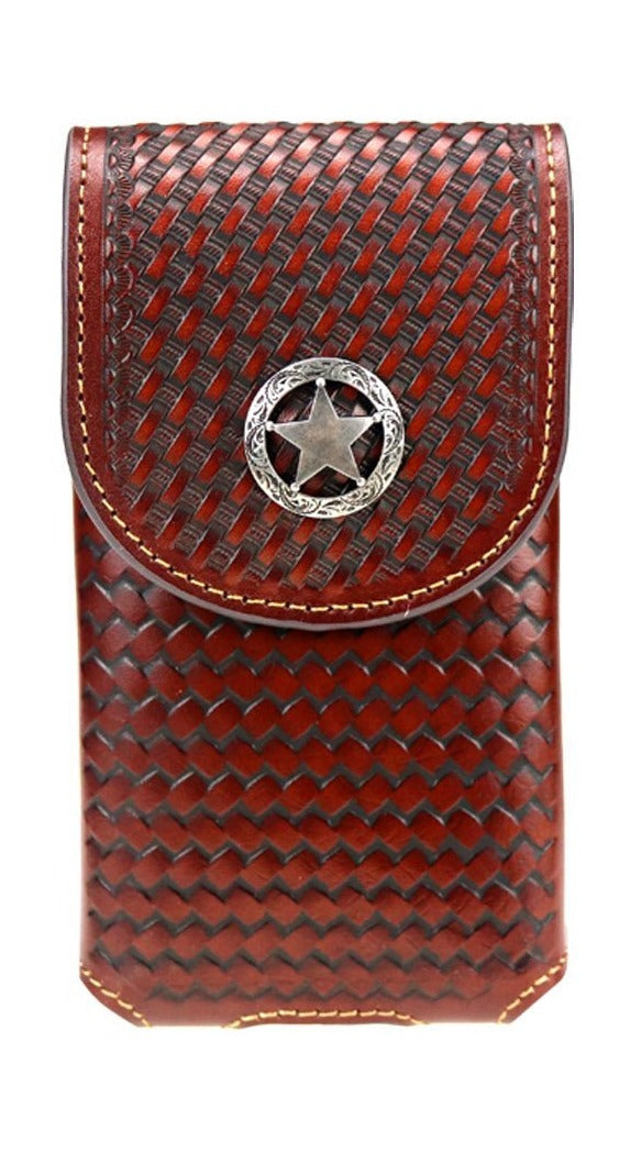 7" LONESTAR BROWN LEATHER POUCH EXTRA LARGE  BELT LOOP HOLSTER CELL PHONE CASE UNIVERSAL OVERSIZE #EH12701--FREE SHIPPING