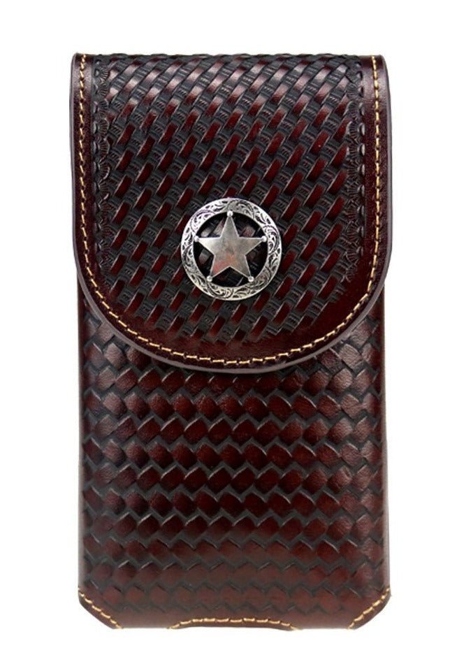 7" LONESTAR BROWN LEATHER POUCH EXTRA LARGE  BELT LOOP HOLSTER CELL PHONE CASE UNIVERSAL OVERSIZE #EH12701--FREE SHIPPING