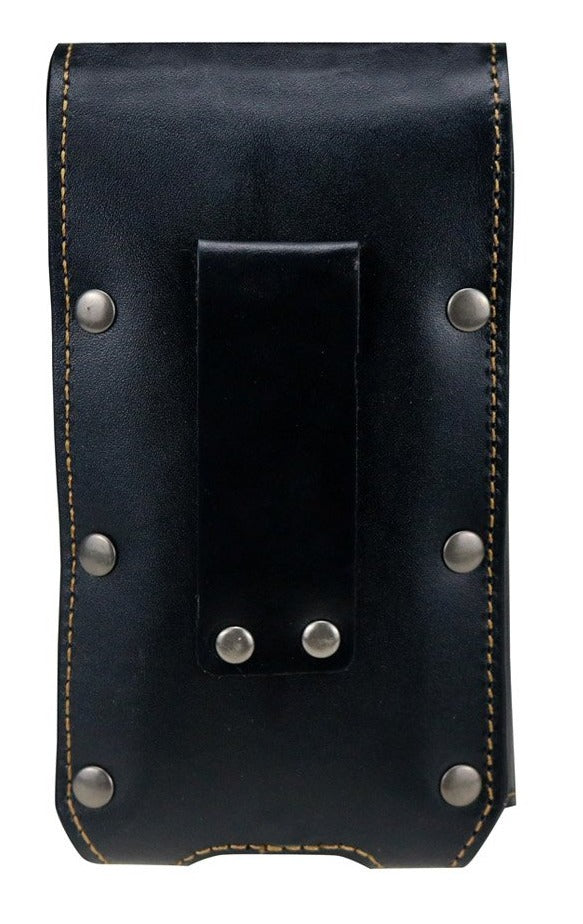 7" USA FLAG LEATHER HOLSTER POUCH BLACK EXTRA LARGE  BELT LOOP CELL PHONE CASE UNIVERSAL OVERSIZE #EH13718