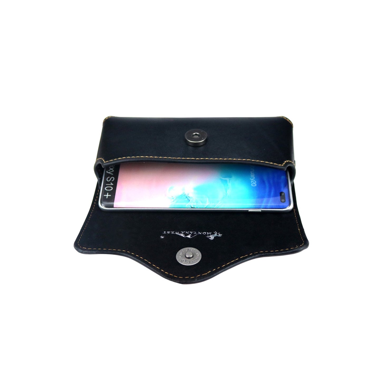 AMERICAN EAGLE 7" BLACK HORIZONTAL LEATHER HOLSTER POUCH EXTRA LARGE  BELT LOOP HOLSTER CELL PHONE CASE UNIVERSAL OVERSIZE #EH13092--FREE SHIPPING