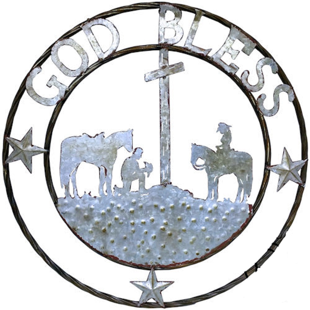 #RT6168 PRAYER COWBOYS 24" GALVANIZED METAL BARN WESTERN HOME DECOR NEW