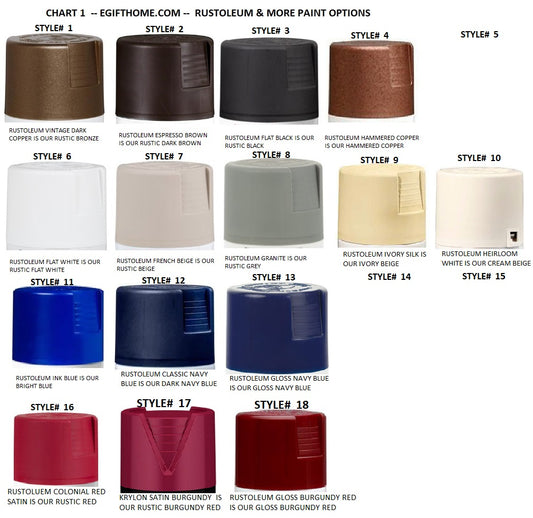 CUSTOM COLOR OPTIONS RUSTOLEUM OIL ENAMEL PAINT CHART RUSTIC FLAT SATIN & MORE