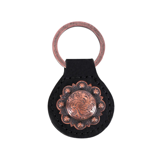 ITEM#MW_RWS-278 ENGRAVED BERRY CONCHO KEY FOB KEYCHAIN LEATHER WESTERN FASHION ART NEW--FREE SHIPPING