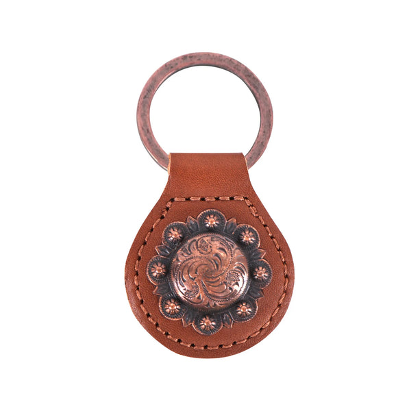 ITEM#MW_RWS-278 ENGRAVED BERRY CONCHO KEY FOB KEYCHAIN LEATHER WESTERN FASHION ART NEW--FREE SHIPPING