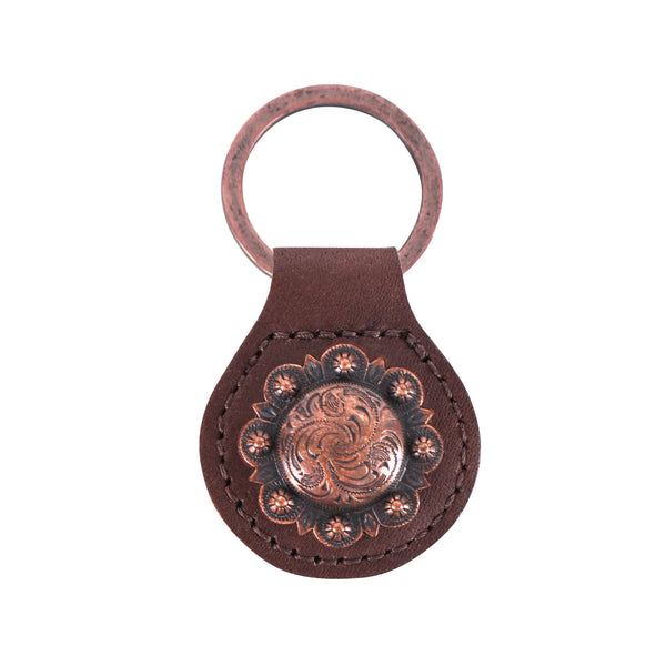 ITEM#MW_RWS-278 ENGRAVED BERRY CONCHO KEY FOB KEYCHAIN LEATHER WESTERN FASHION ART NEW--FREE SHIPPING