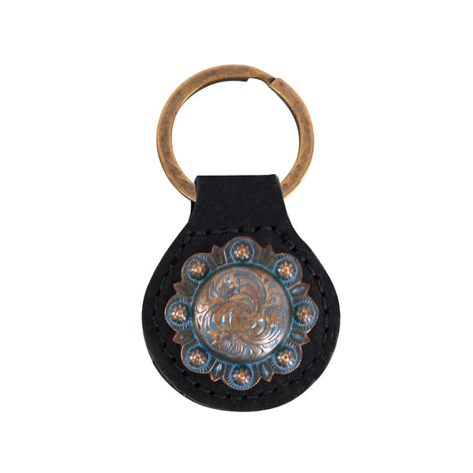 ITEM#MW_RWS-279 ENGRAVED BERRY CONCHO KEY FOB KEYCHAIN REAL GENUINE LEATHER WESTERN FASHION ART NEW --FREE SHIPPING