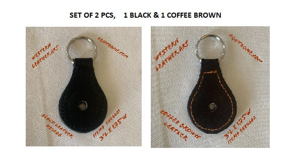 #EH80007 BLACK LEATHER KEYFOB KEYCHAIN WESTERN FASHION ART NEW--FREE SHIPPING