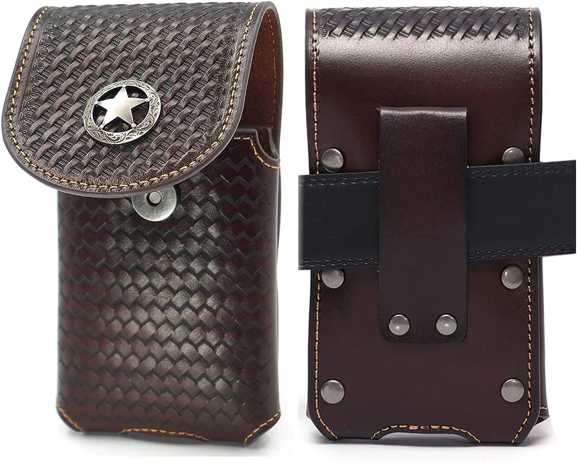 7" LONE STAR LEATHER HOLSTEE COFFEE BROWN STAR POUCH EXTRA LARGE  BELT LOOP CELL PHONE CASE UNIVERSAL OVERSIZE #EH12702--FREE SHIPPING