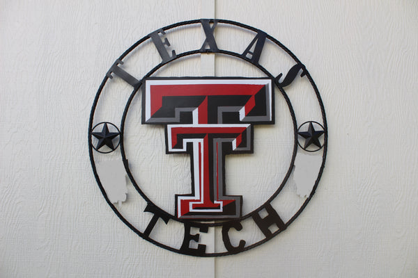 18", 24" TEXAS TECH WITH STARS CUSTOM METAL VINTAGE CRAFT TEAM SIGN