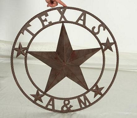 TEXAS A&M BARN STAR RUSTIC BROWN METAL LONE STAR CUSTOM METAL VINTAGE CRAFT TEAM STAR WESTERN HOME DECOR HANDMADE #EH11235