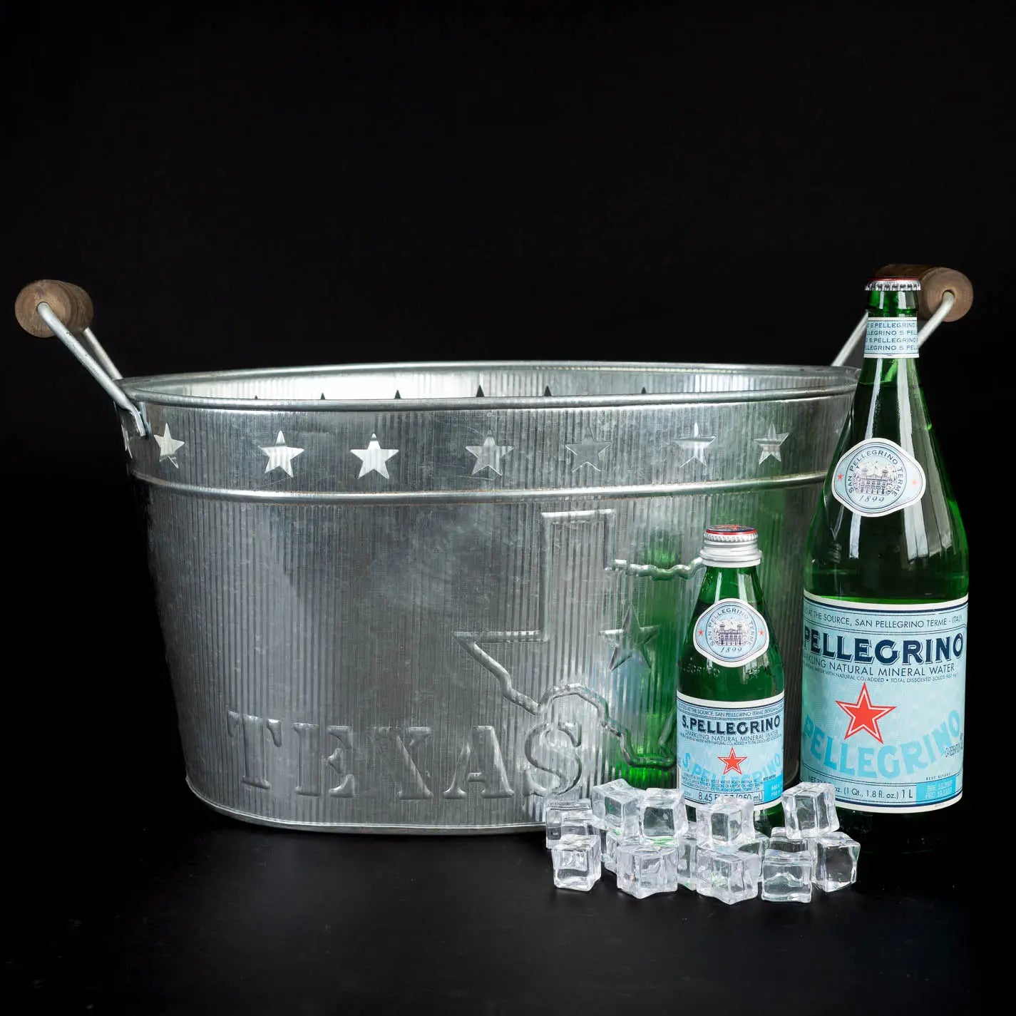 24" TEXAS BUCKET SILVER METAL OVAL TUB BEVERAGE HOLDER WESTERN HOME DECOR HANDMADE NEW #EH12495