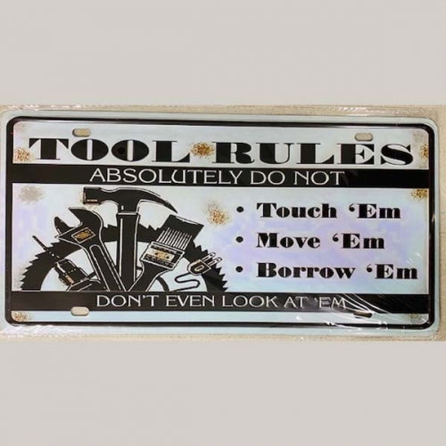 TOOL RULES LICENSE PLATE TIN SIGN METAL ART WESTERN HOME DECOR #EH13115