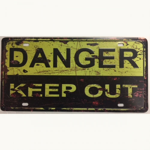 DANGER KEEP OUT LICENSE PLATE SOUVENIR SIGN METAL DECOR 6" X 12" WESTERN HOME DECOR #EH11729