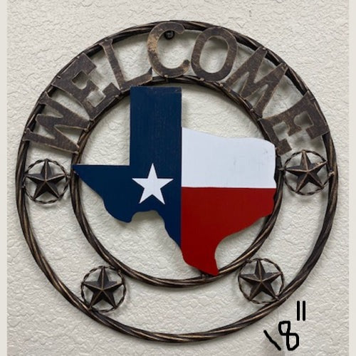 WELCOME STATE OF TEXAS MAP 18",24" CUSTOM METAL SIGN WESTERN HOME DECOR HANDMADE NEW #EH12960