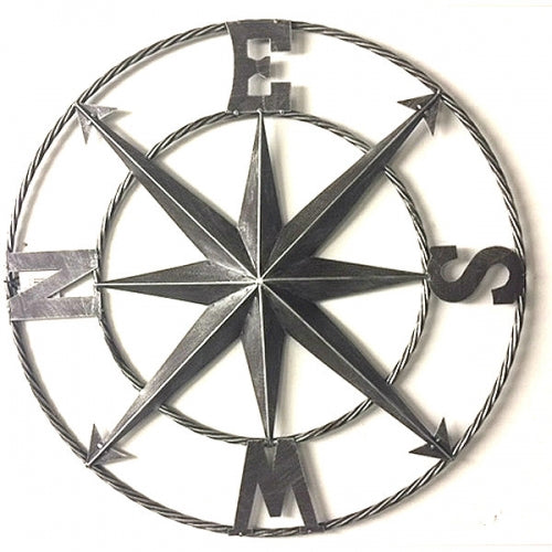 COMPASS 24" GREY METAL SIGN WESTERN HOME DECOR HANDMADE NEW #EH10381