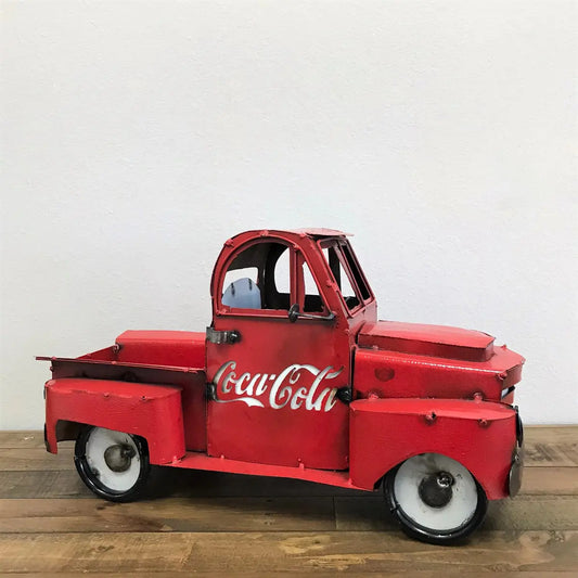 COCACOLA TRUCK 20" PICKUP RED TRUCK METAL ART FIGURINE OUTDOOR & INDOOR GARDEN WESTERN HOME DECOR HANDMADE NEW: 20"L x 10"W x 12" H #EH13009