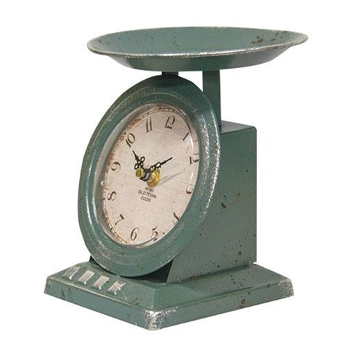 6.75" VINTAGE BLUE OLD TOWN SCALE CLOCK METAL ART WESTERN HOME DECOR NEW #EH12152