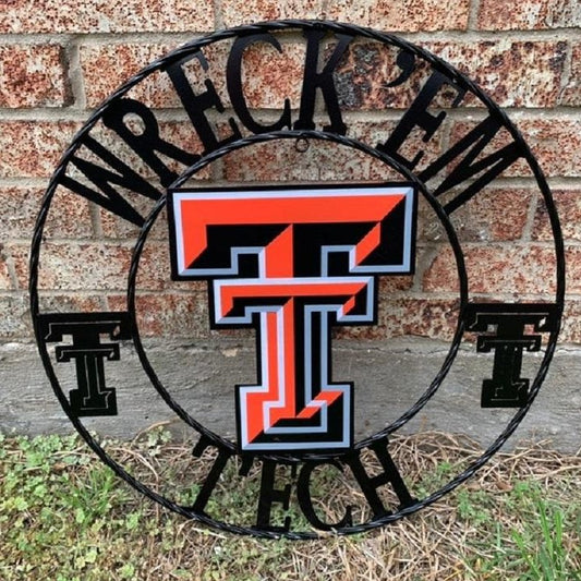 12", 18", 24", 32" WRECKEM TEXAS TECH CUSTOM VINTAGE CRAFT METAL TEAM SIGN