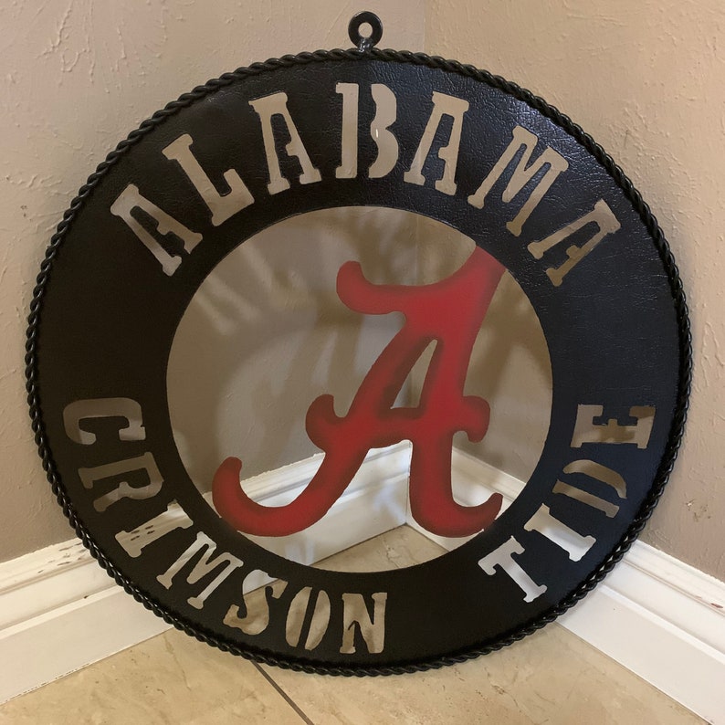 ALABAMA CRIMSON TIDE LASERCUT CUSTOM METAL VINTAGE TEAM CRAFT RED & BLACK HANDMADE