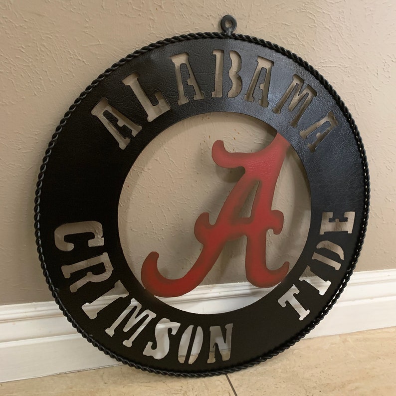 ALABAMA CRIMSON TIDE LASERCUT CUSTOM METAL VINTAGE TEAM CRAFT RED & BLACK HANDMADE