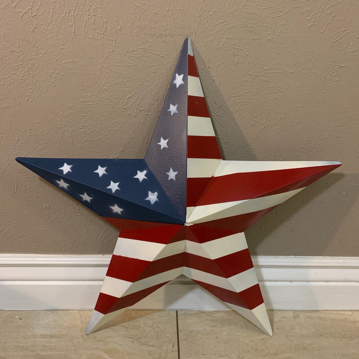 AMERICANA USA FLAG BARN STAR RED WHT BLUE STAR HANDMADE 12",24",36" #EH13297