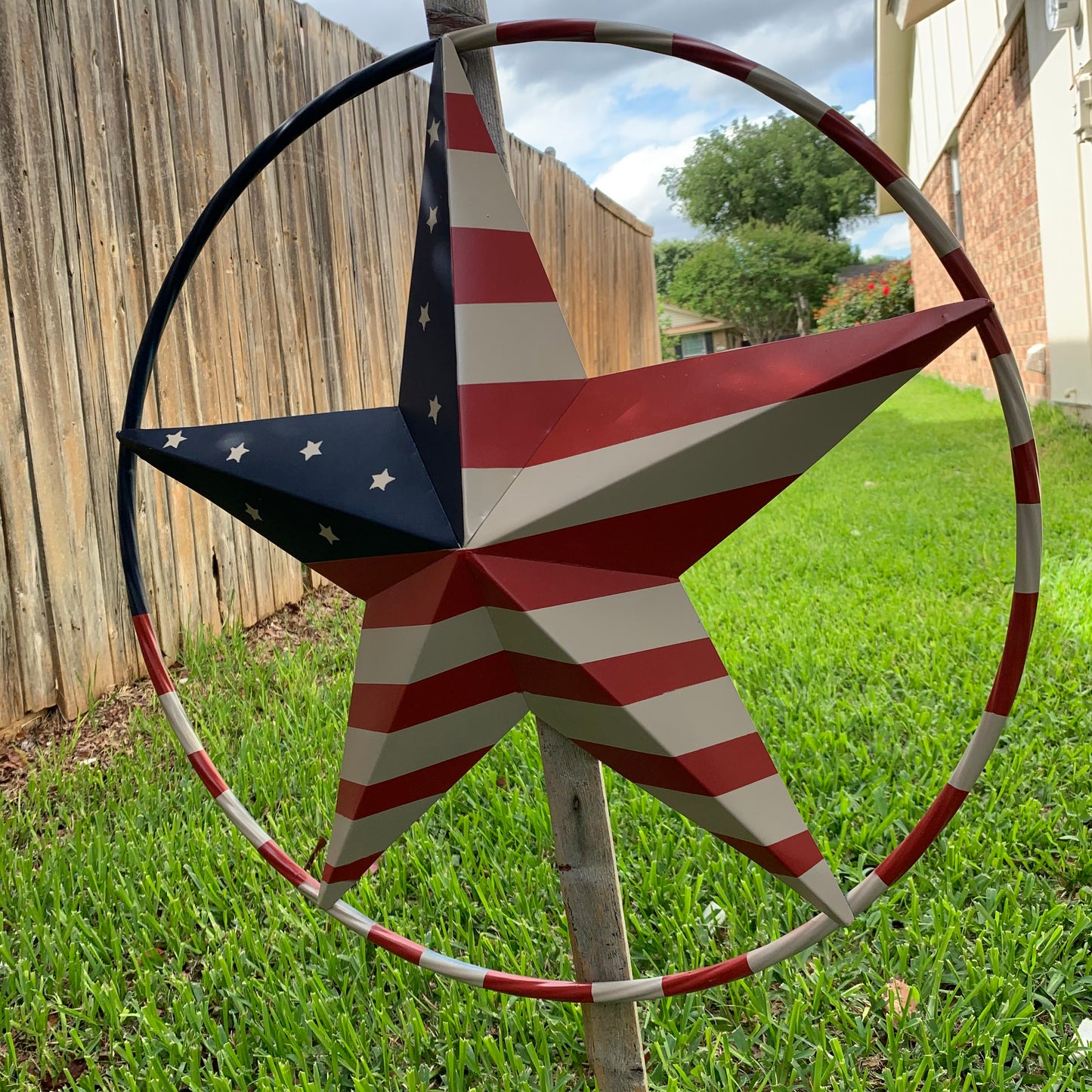 AMERICAN USA FLAG BARN STAR METAL RED BEIGE BLUE STAR 12",16",24",32"36",38",40",48