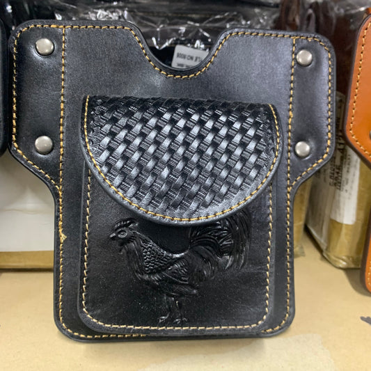 7" x 6" GENUINE LEATHER SHOOTING POUCH BELT LOOP HANDMADE NEW -- FREE SHIPPING