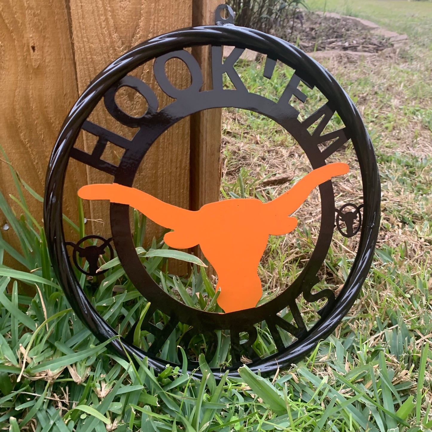 HOOKEM HORNS TEXAS LONGHORNS HOOK EM METAL CUSTOM VINTAGE CRAFT WALL ART TEAM SIGN HANDMADE