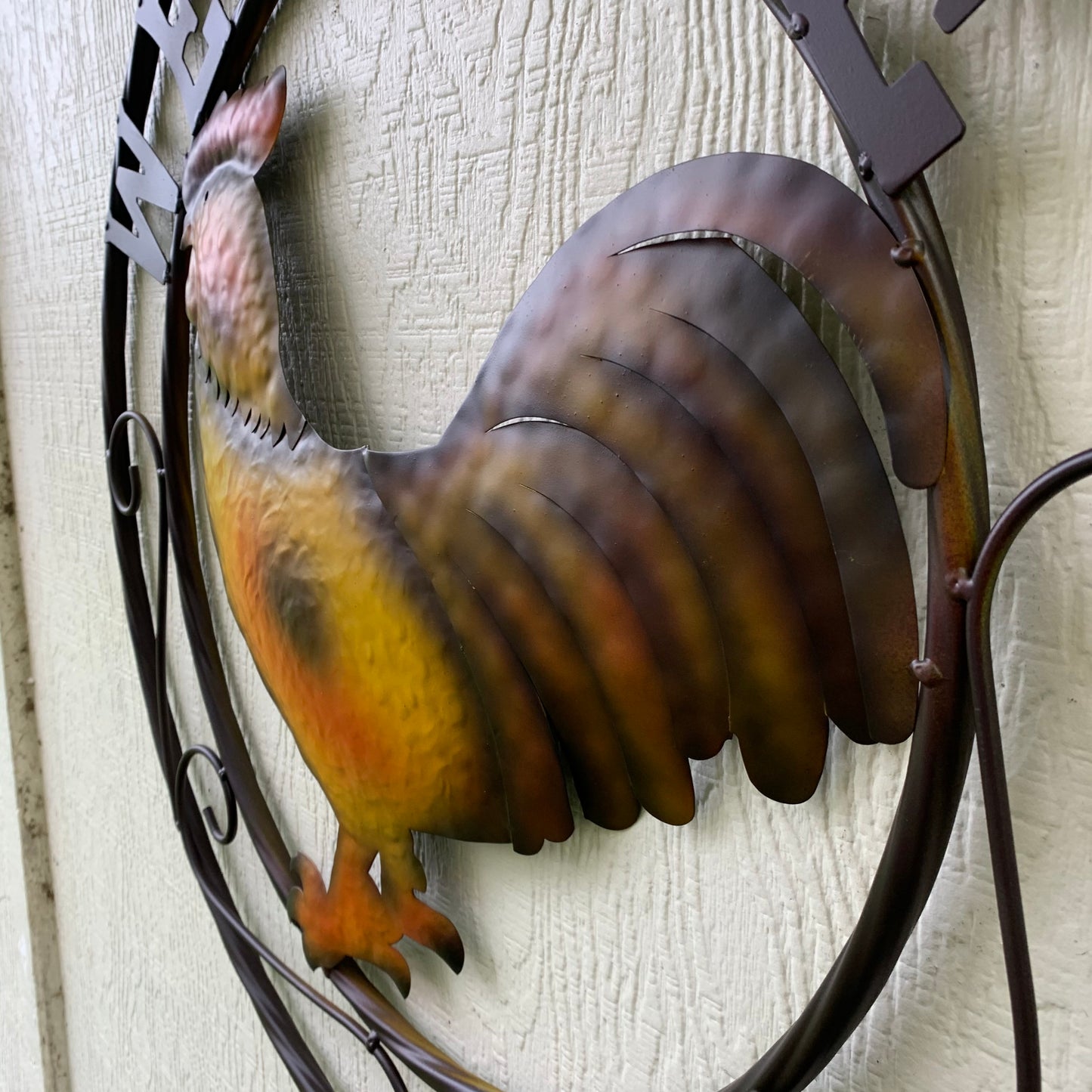 ROOSTER WELCOME 24" METAL SCROLL STYLE WESTERN HOME DECOR HANDMADE NEW-#EH10143