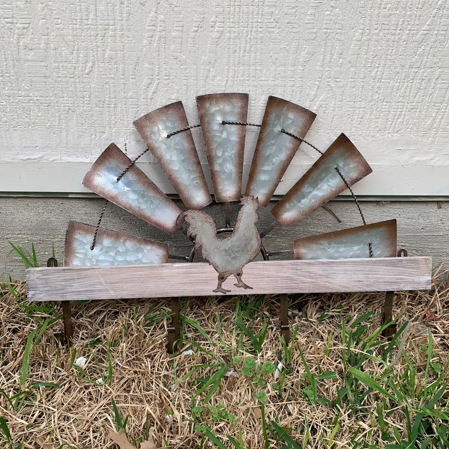 24" GALVANIZED HALF WINDMILL WESTERN KEY HOLDER HOOK WALL ART METAL WESTERN HOME DECOR NEW
