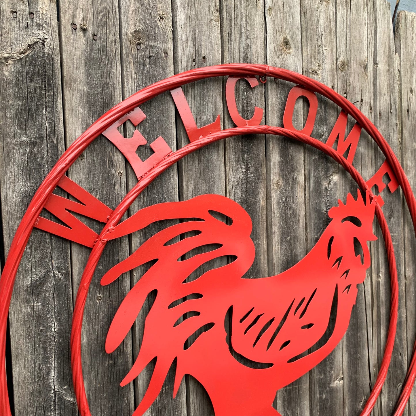 YOUR CUSTOM NAME RED ROOSTER LASERCUT METAL ART WITH RING DESIGN WESTERN METAL ANIMAL ART HOME WALL DECOR BRAND NEW