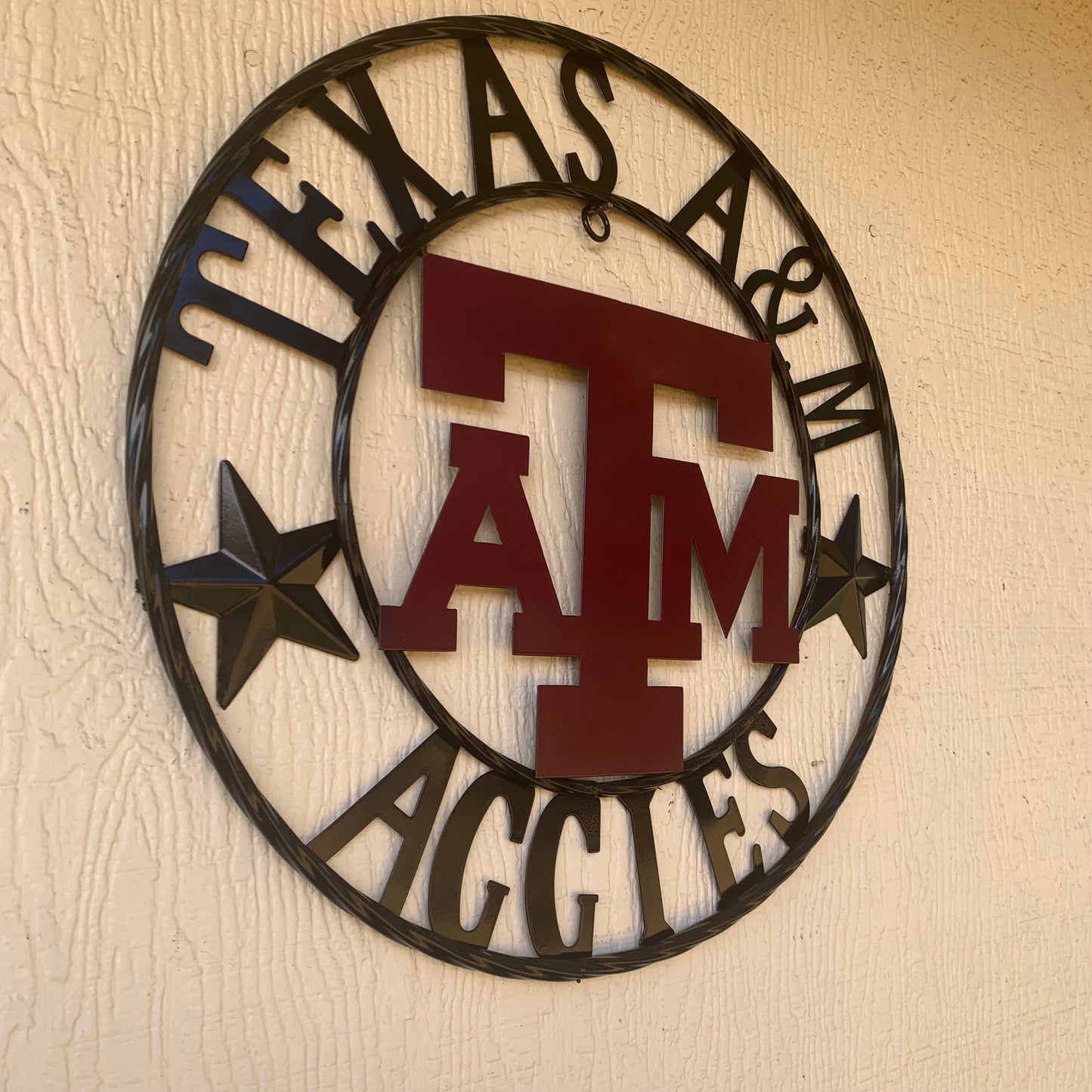 TEXAS A&M WITH STARS CUSTOM METAL VINTAGE CRAFT SIGN WALL ART TEAM SIGN HANDMADE