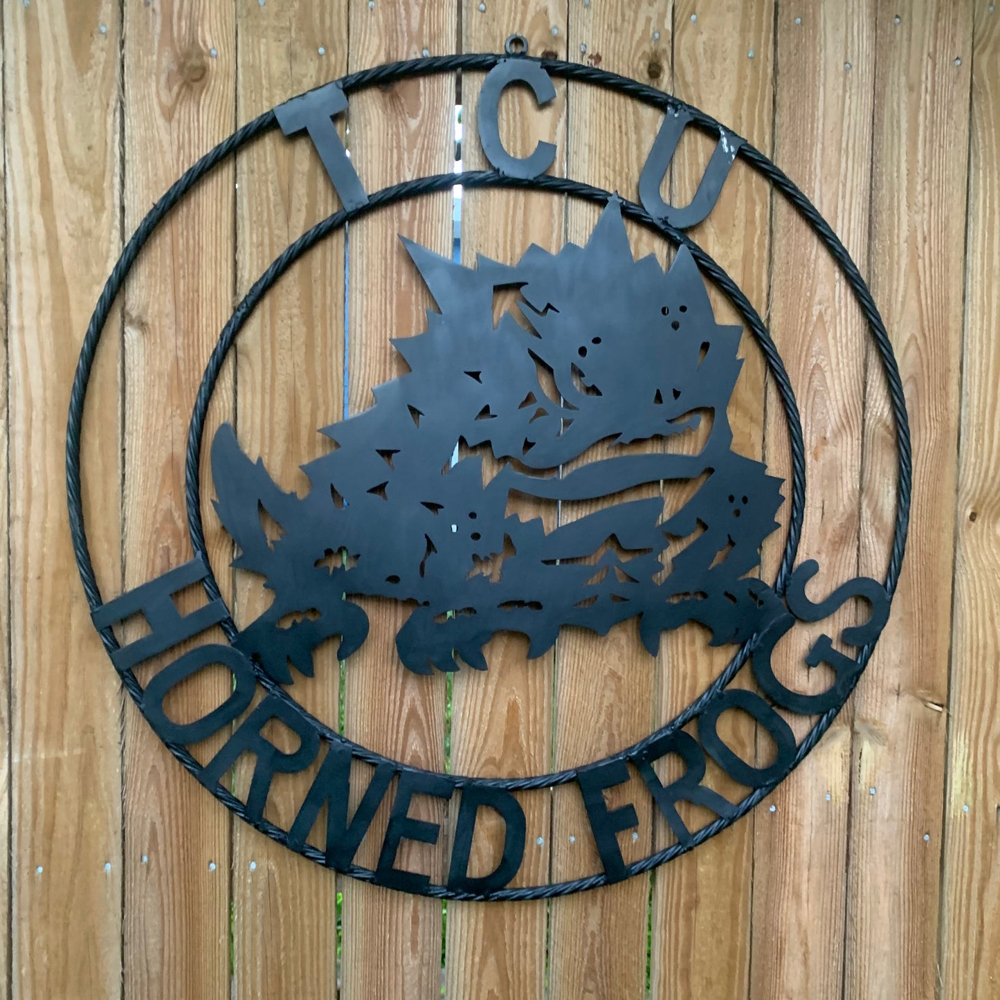 TCU HORNED FROGS BLACK CUSTOM METAL VINTAGE CRAFT TEAM SIGN HANDMADE