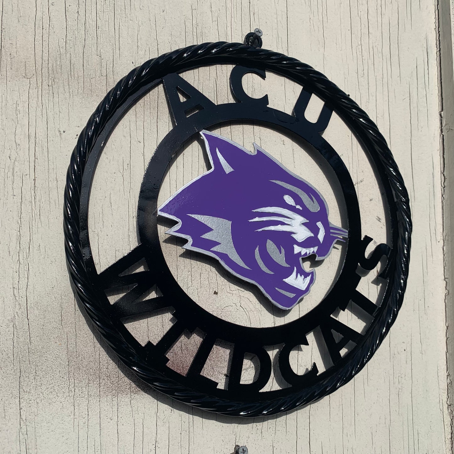 ACU WILDCATS ABILENE CHRISTIAN UNIVERSITY CUSTOM METAL VINTAGE CRAFT TEAM SIGN SCULPTURE HANDMADE