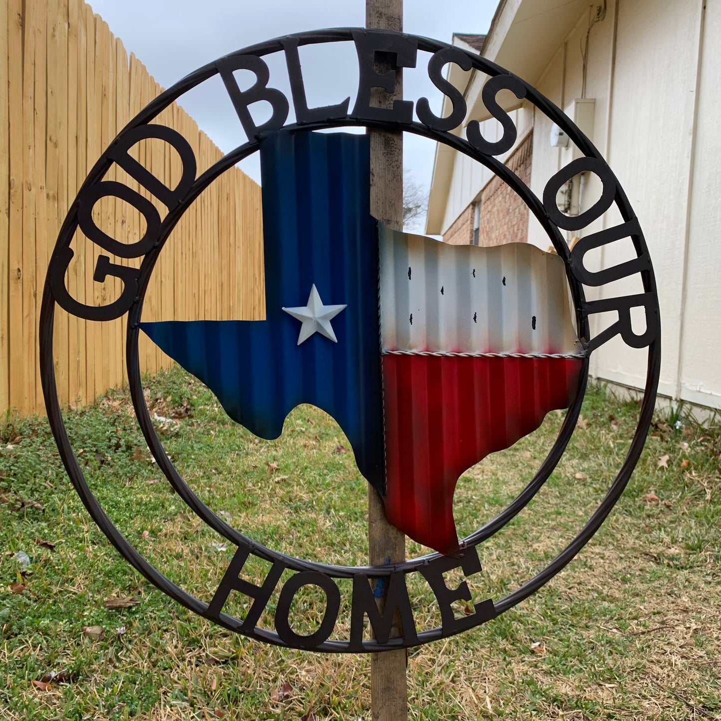 24" WAVY GOD BLESS PUR HOME STATE OF TEXAS METAL CRAFT SIN WESTERN HOME DECOR HANDMADE NEW #EH12970