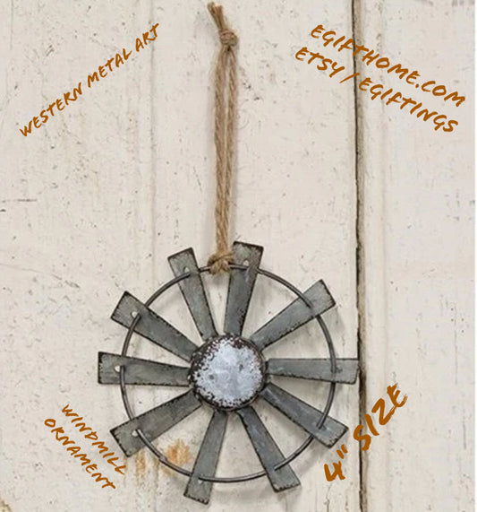 4" WINDMILL ORNAMENT FARMHOUSE METAL ART WESTERN HOME DECOR #EH12169 --FREE SHIPPING