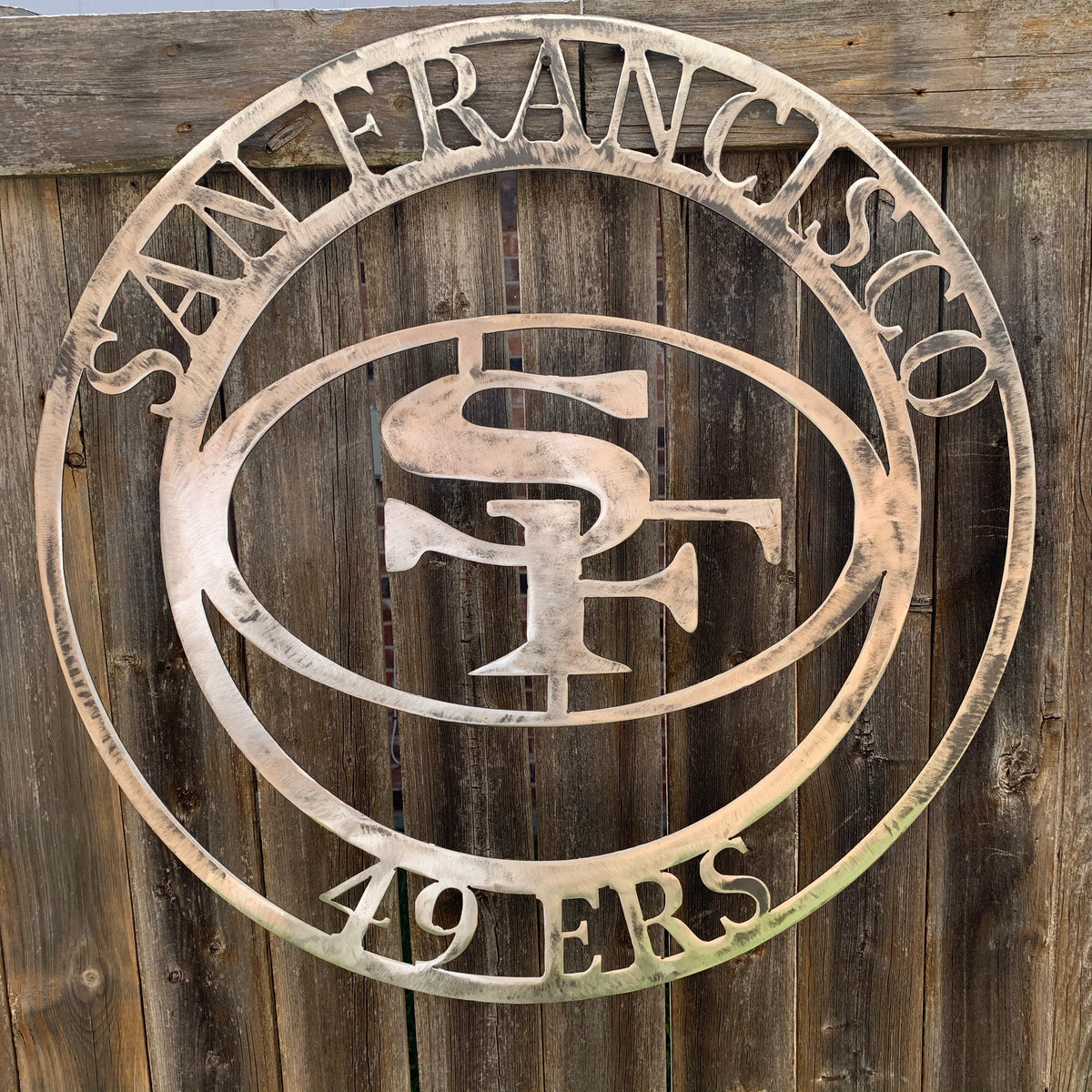 SAN FRANCISCO 49ERS METAL CUSTOM VINTAGE RAW METAL CRAFT TEAM SIGN HANDMADE 12",18",24",32",36",40",50"