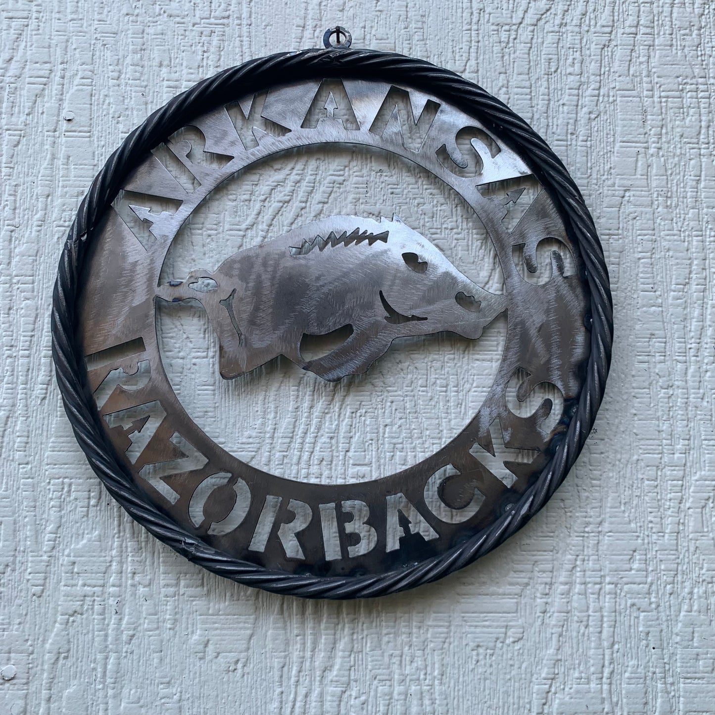 12", 18", 24", 32" ARKANSAS RAZORBACKS CUSTOM RAW METAL VINTAGE CRAFT WIDE BAND RING TEAM SIGN HANDMADE